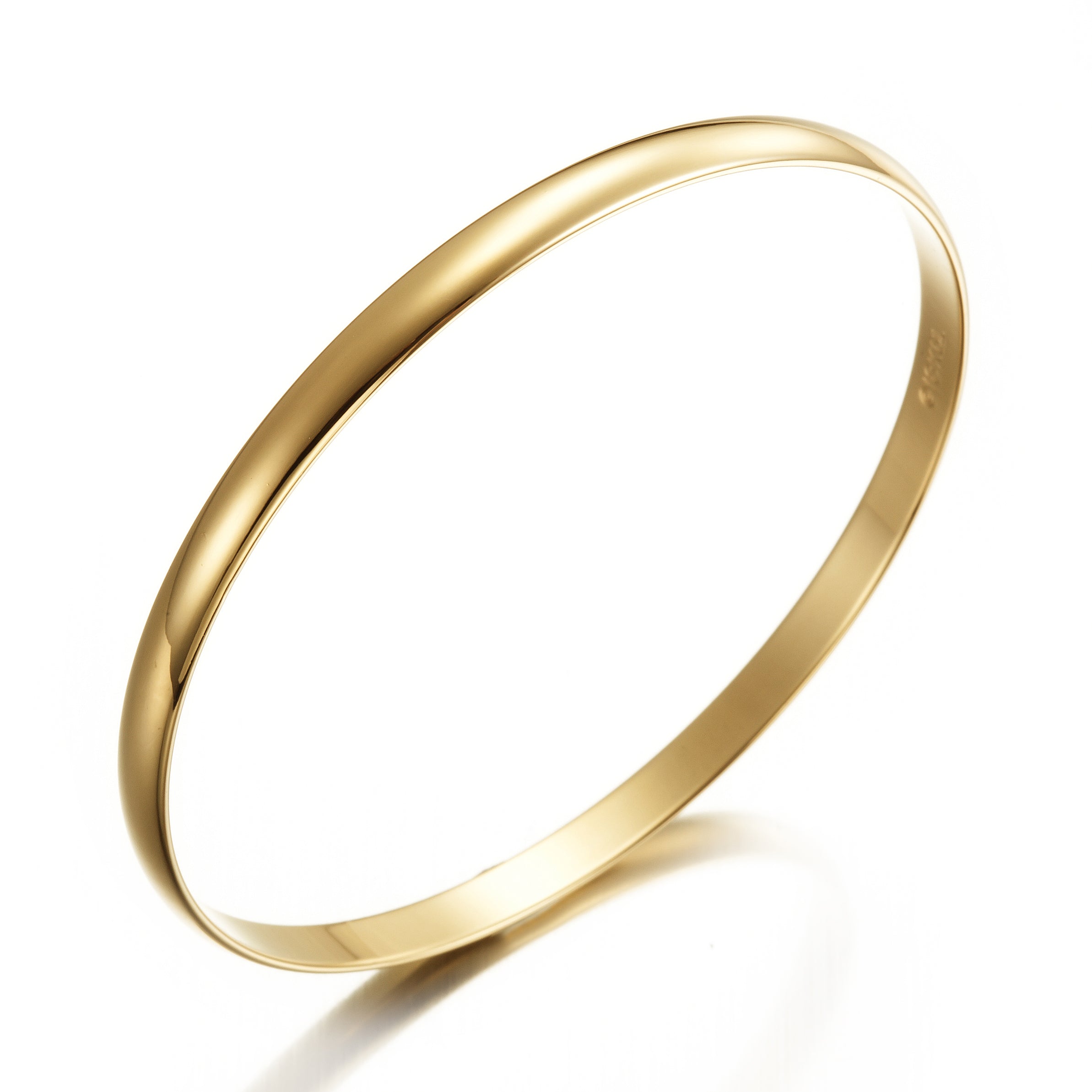 18ct Heavy Yellow Gold Plated 5mm Plain Bangle - USA Made-0